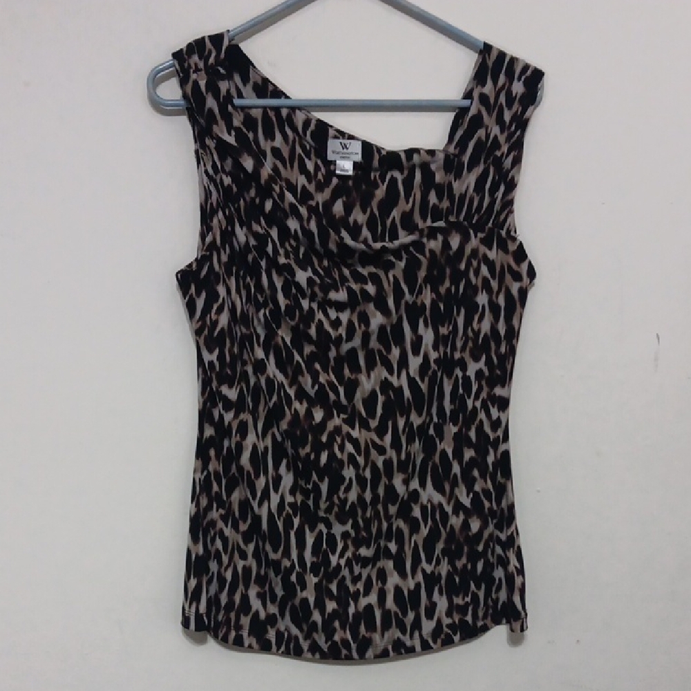 Animal Print Sleeveless Blouse - Black & Tan 21-24" Ptp